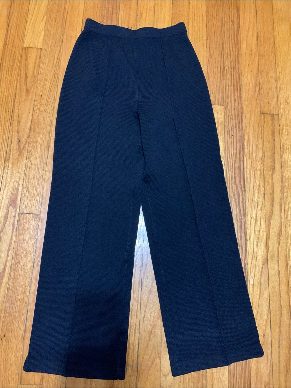 St. John Collection by Marie Black Knit Straight Leg Elastic Waist Pants Size 6